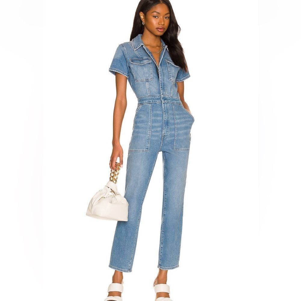 Good American Fit For Success Denim Jumpsuit NWT